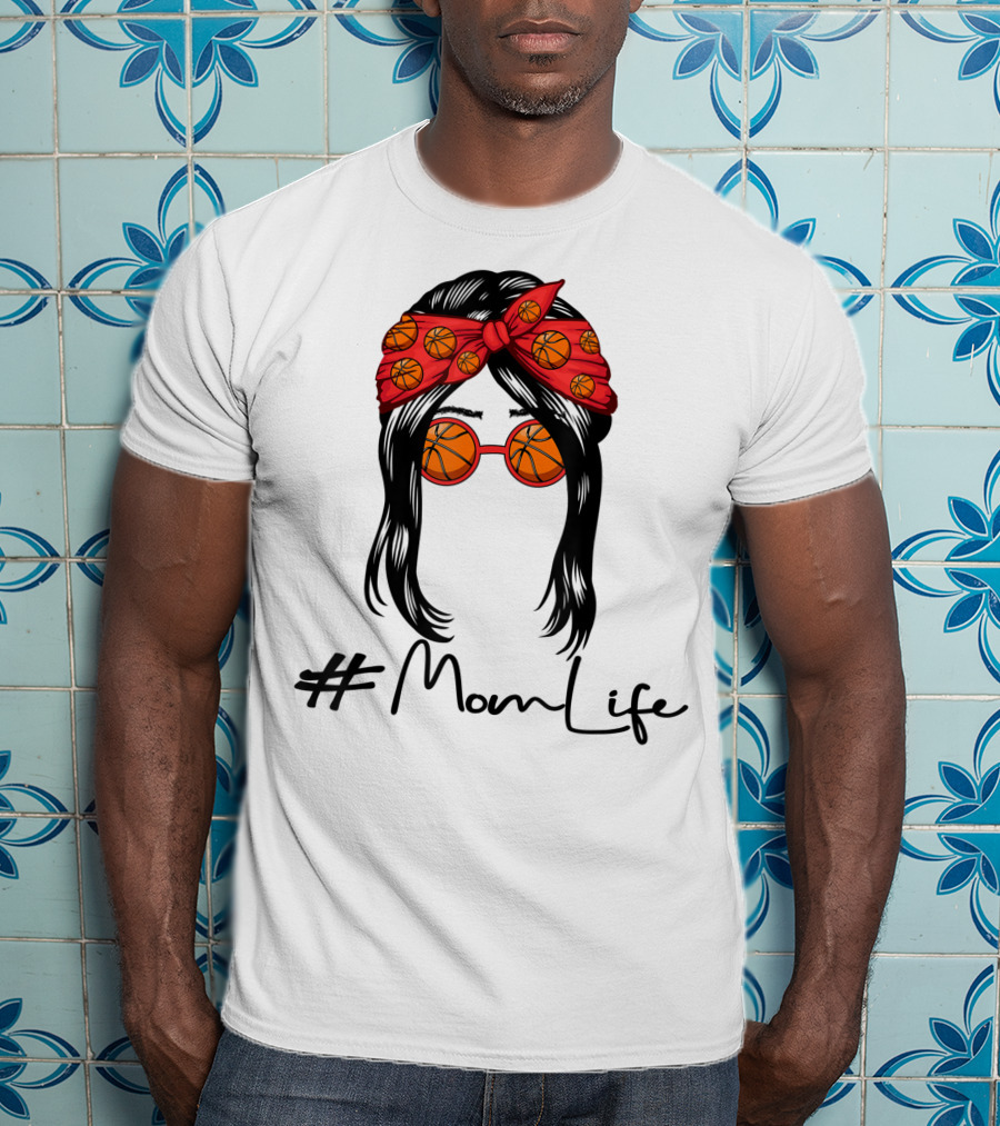MomLife Basketball Mom Messy Bun T-Shirt