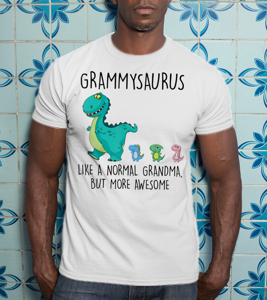 Grammysaurus Like A Normal Grandma But More Awesome Colorful Dinosaur Family T-Shirt