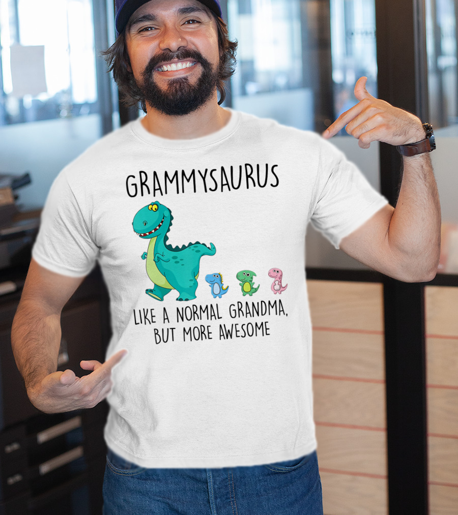 Grammysaurus Like A Normal Grandma But More Awesome Colorful Dinosaur Family T-Shirt