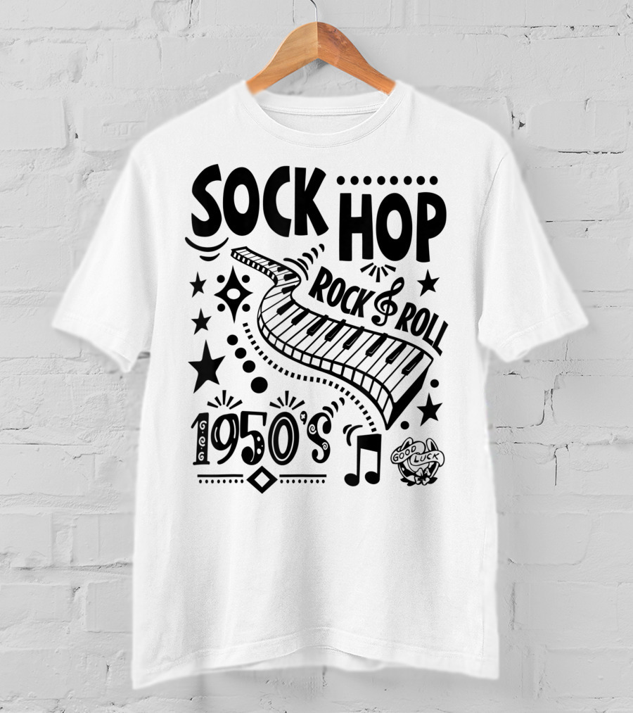Sock Hop Rock Roll 1950s Piano Music Party T-Shirt