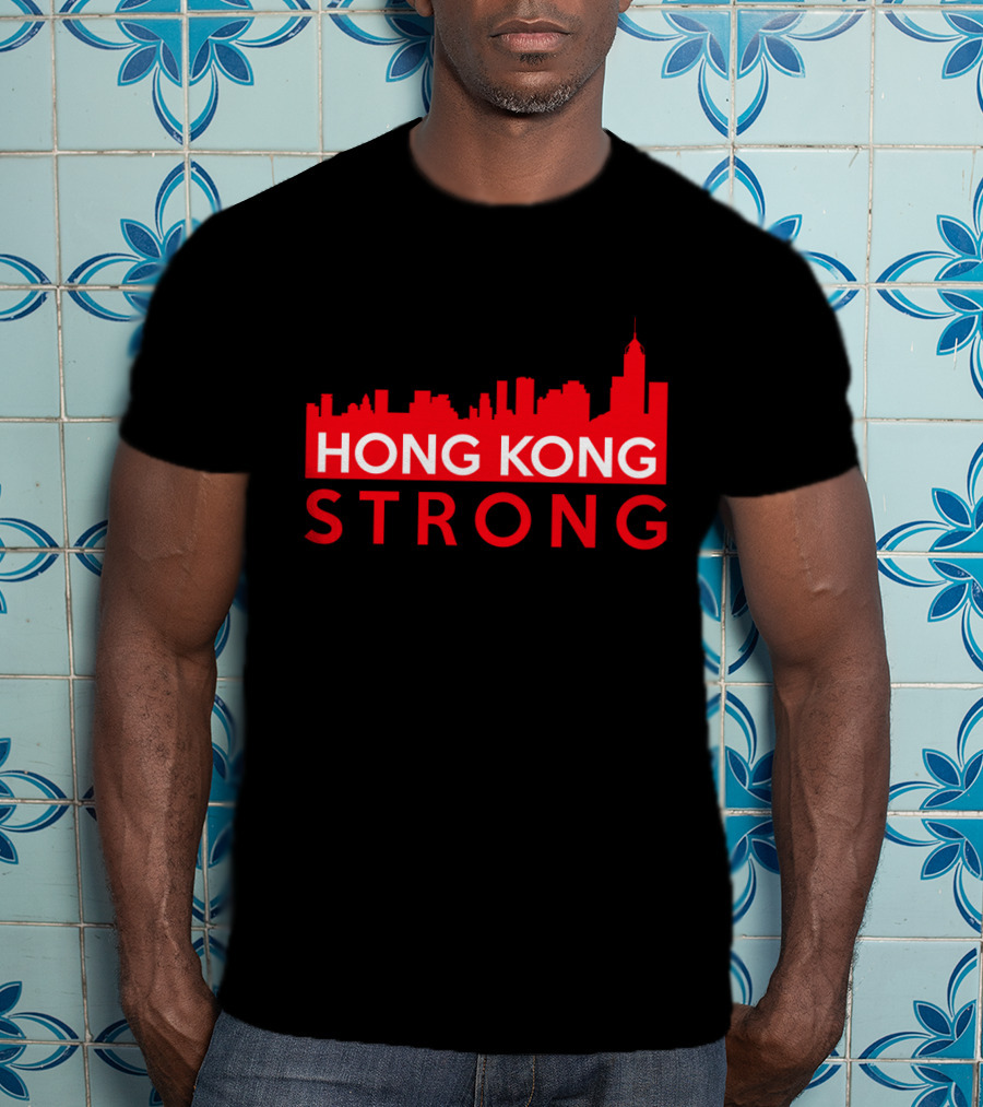 Hong Kong Strong City Red Skyline T-Shirt