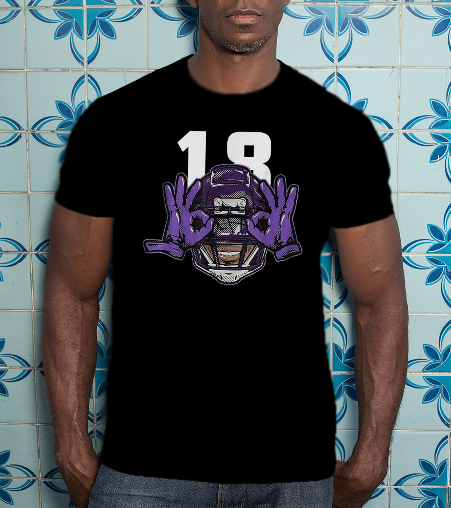 Griddy Celebration Purple Helmet 18 Gloves T-Shirt