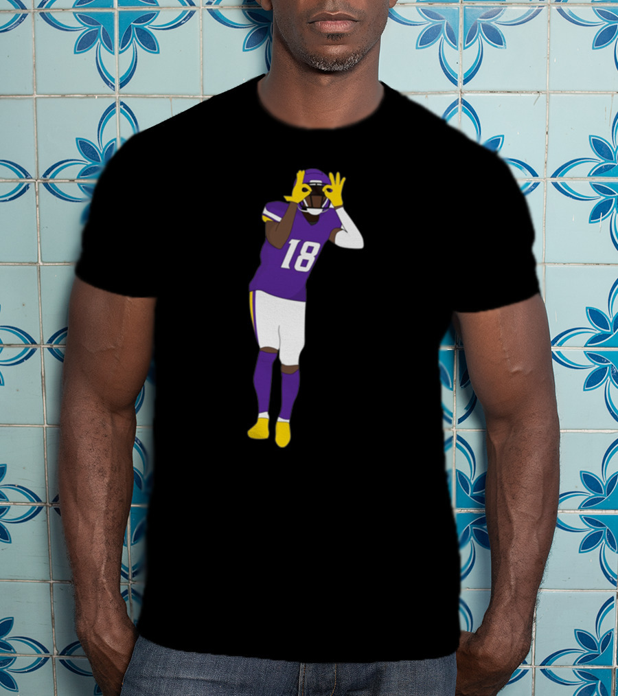 Do The Griddy Griddy Dance Football NFL Player Number 18 Purple And Yellow Uniform T-Shirt