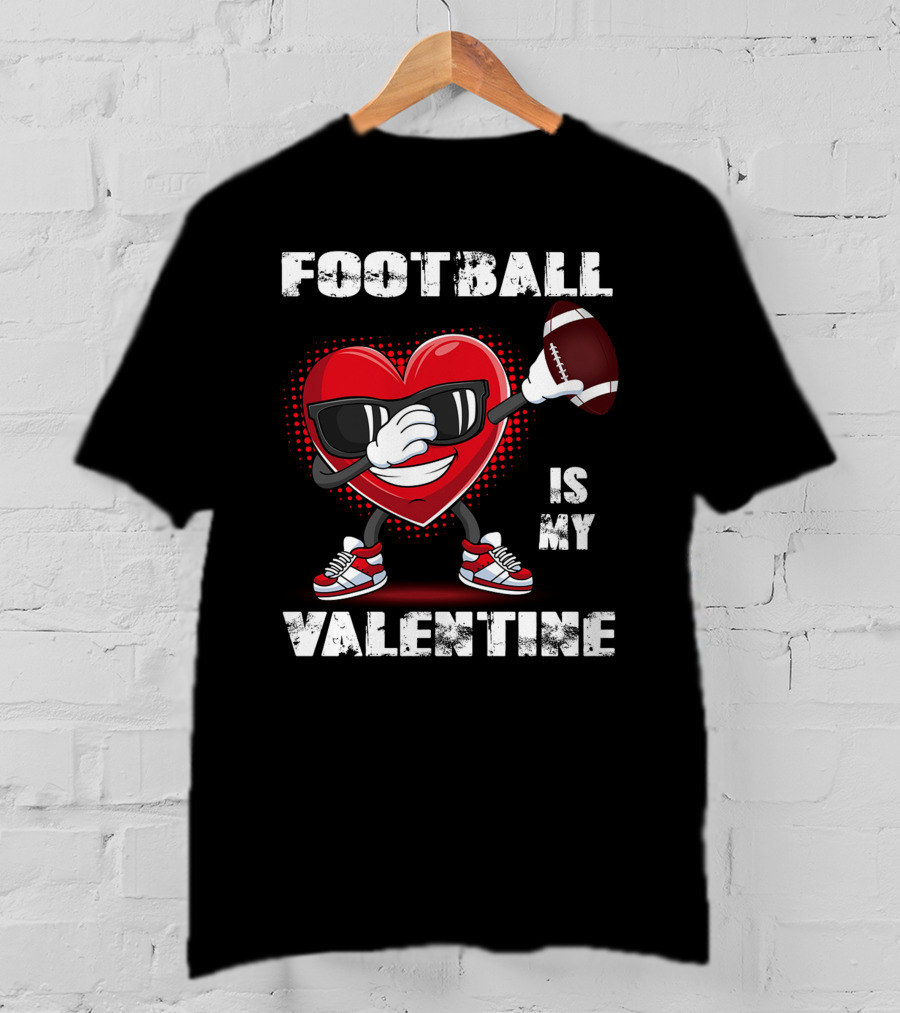 Cute Dabbing Heart Football Lover Valentines Day Boys T-Shirt