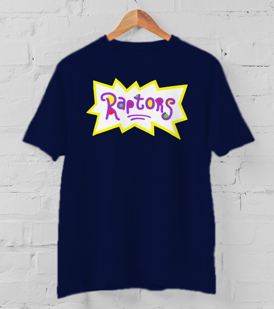 Raptors Retro Pop Art Style Text With Vivid Colors And Bold Outline T-Shirt
