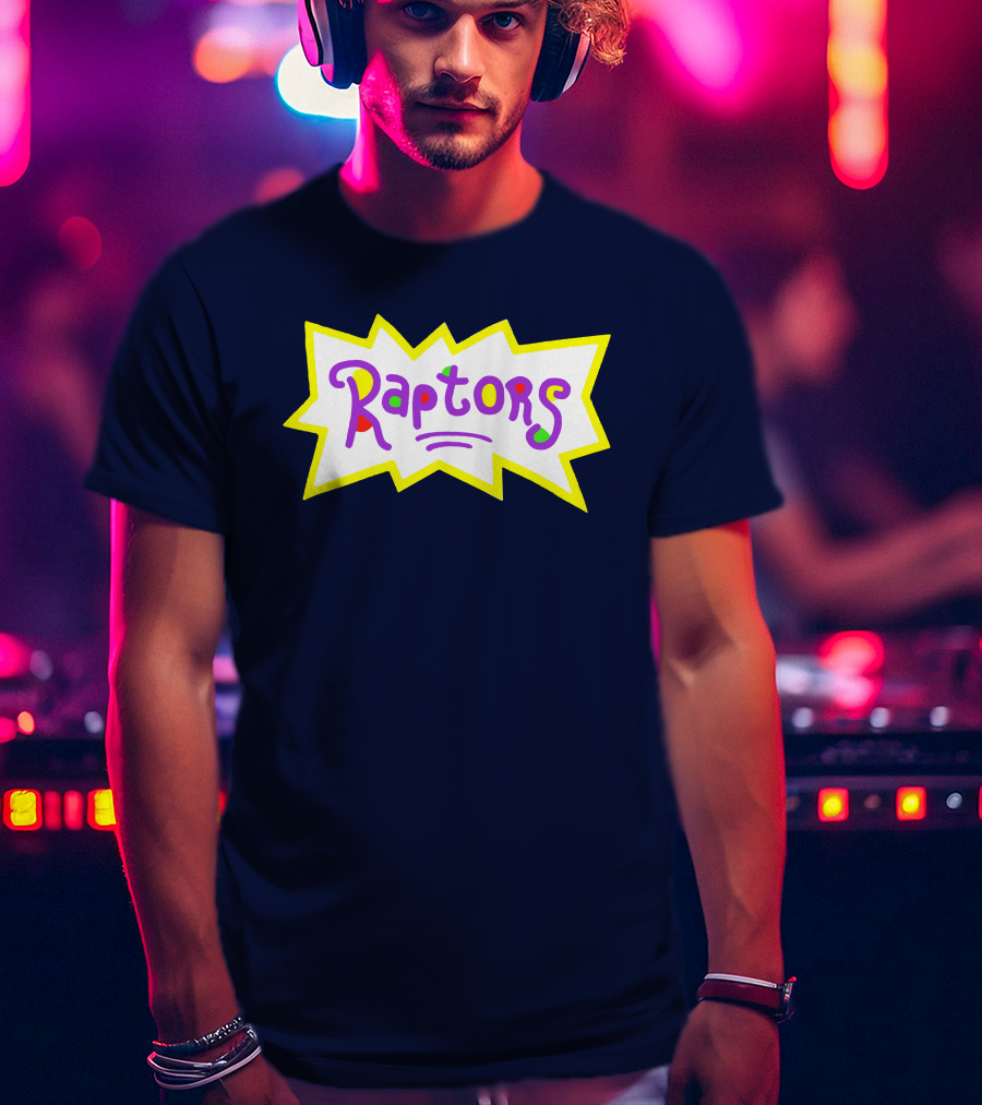 Raptors Retro Pop Art Style Text With Vivid Colors And Bold Outline T-Shirt