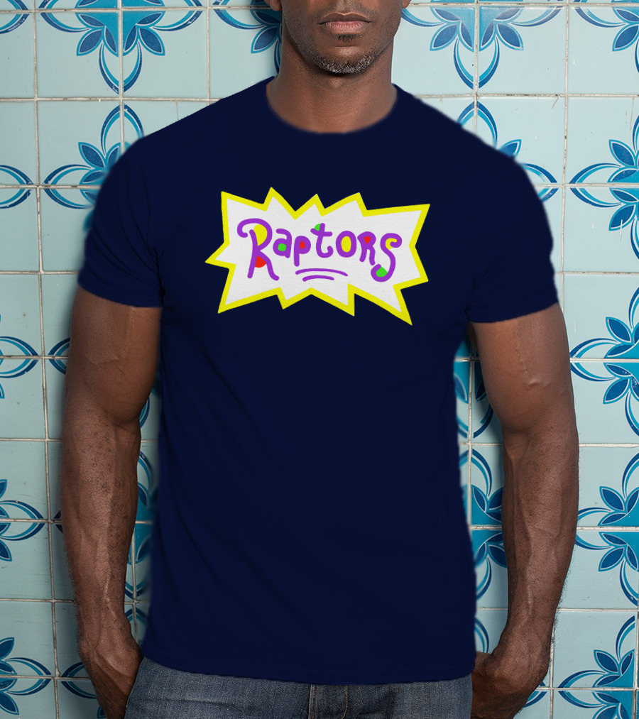 Raptors Retro Pop Art Style Text With Vivid Colors And Bold Outline T-Shirt