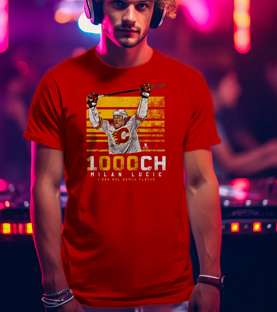 Milan Lucic 1000 NHL Games Played Calgary Flames T-Shirt