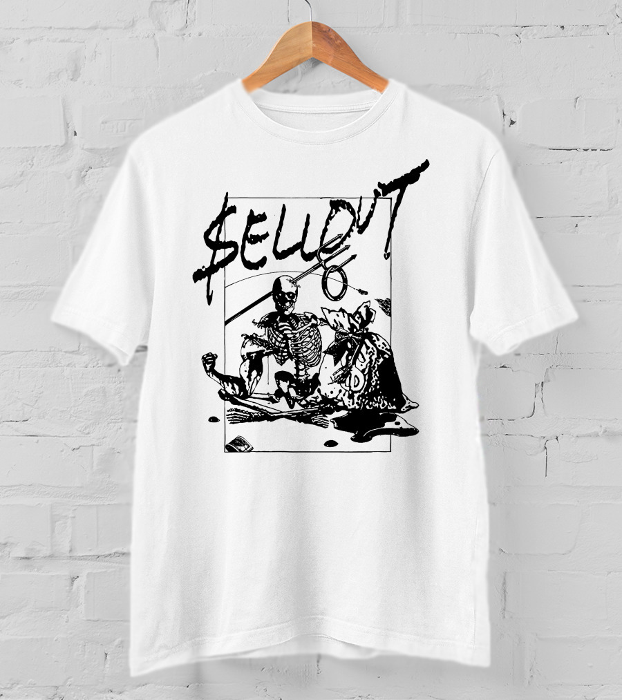 Sellout Skeleton With Money Bag And Dice T-Shirt