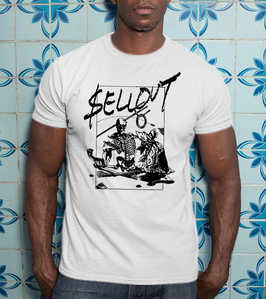 Sellout Skeleton With Money Bag And Dice T-Shirt