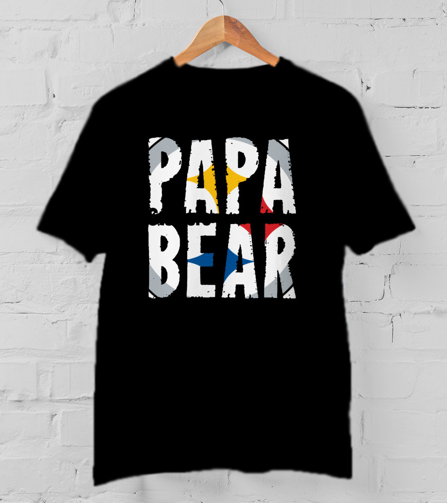 PAPA BEAR Vintage Color Block Gradient Pop T-Shirt