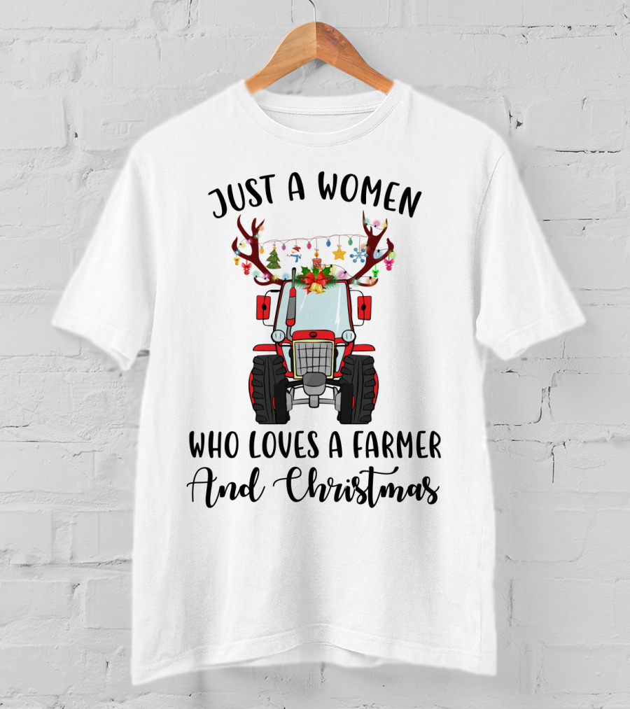 Loving Women Farmers With Christmas Spirit Tractor T-Shirt