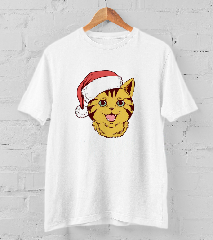 I'm Feline Festive Cat With Santa Hat T-Shirt