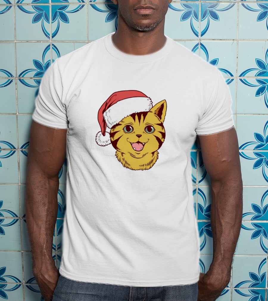 I'm Feline Festive Cat With Santa Hat T-Shirt