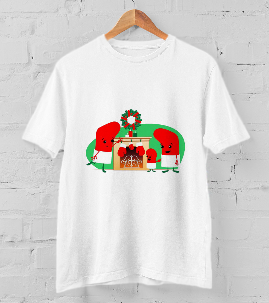 Merry Christmas Family Socks Decorating Fireplace T-Shirt