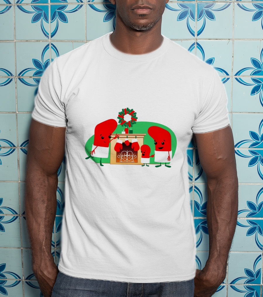 Merry Christmas Family Socks Decorating Fireplace T-Shirt