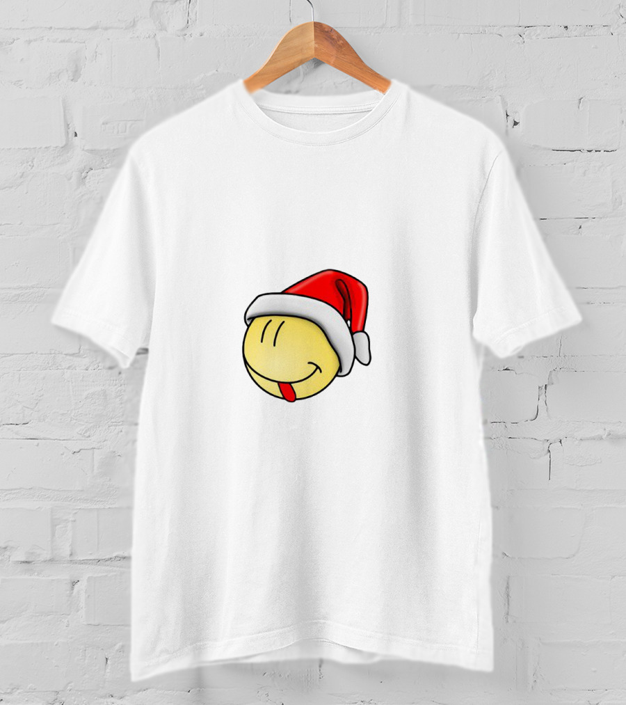 Christmas Smile Santa Hat Emoji T-Shirt