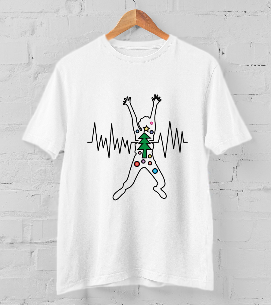 Happy Christmas Beat With Vibrant Tree Silhouette And Festive Sound Wave T-Shirt