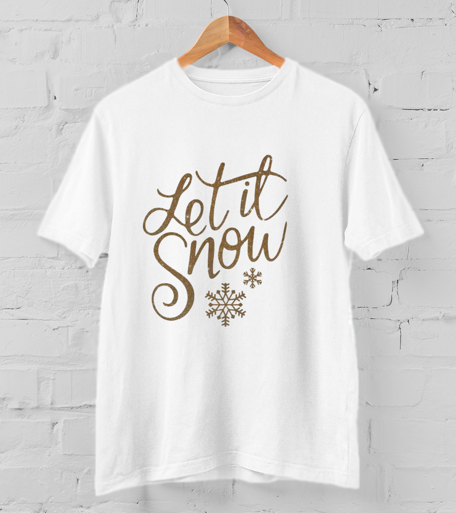 Let It Snow Whimsical Script With Snowflake Accents T-Shirt