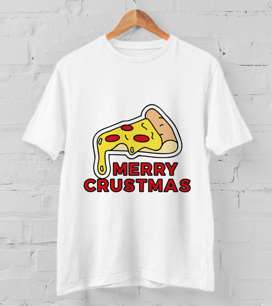 Merry Crustmas Pizza Slice Festive Holiday Play On Words T-Shirt