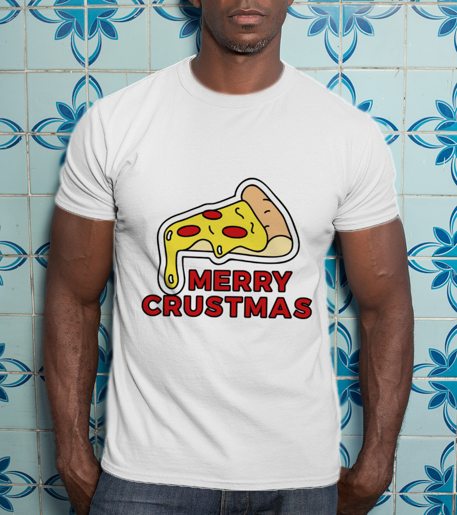 Merry Crustmas Pizza Slice Festive Holiday Play On Words T-Shirt