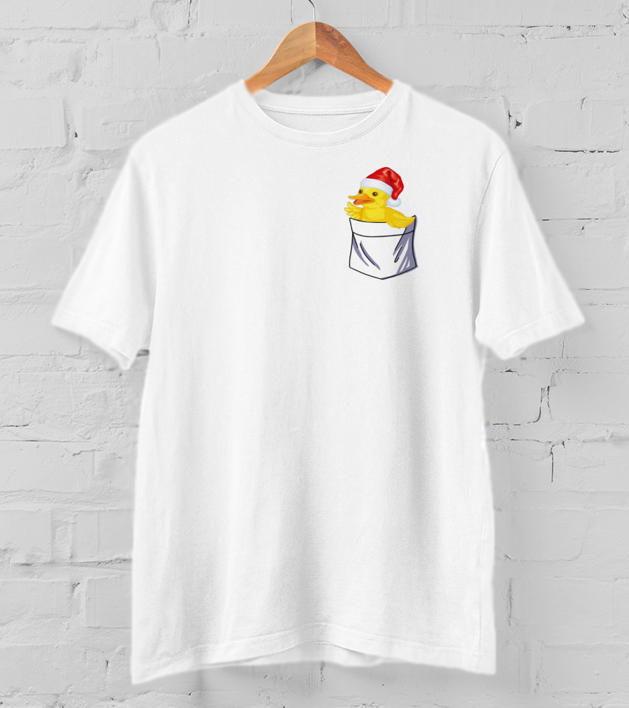 Santa Duck In Pocket Christmas Holiday T-Shirt
