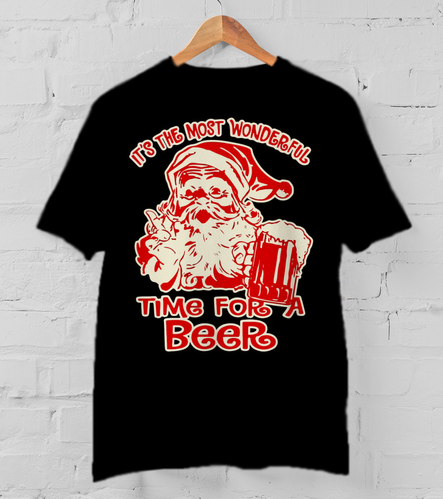 It's The Most Wonderful Time For A Beer Santa Holding Mug T-Shirt