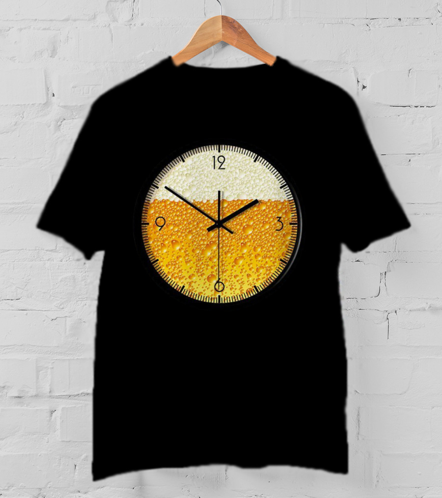Beer Clock With Bubble Texture T-Shirt