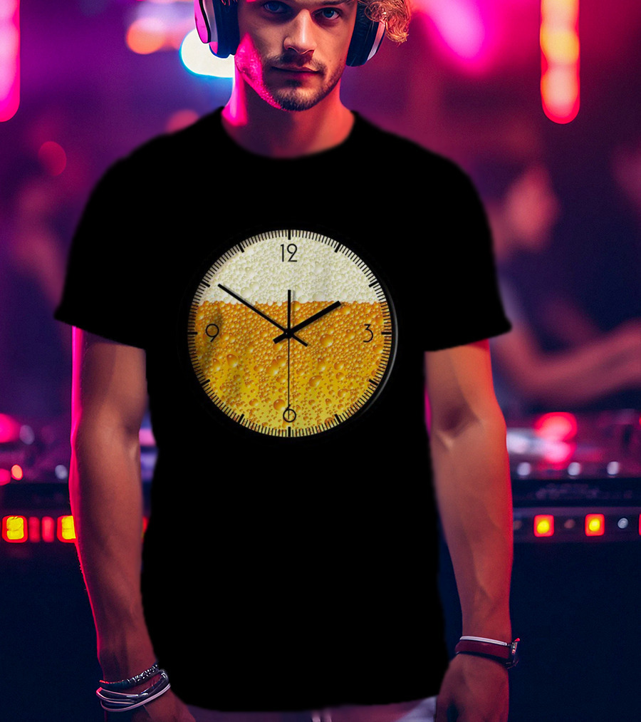 Beer Clock With Bubble Texture T-Shirt