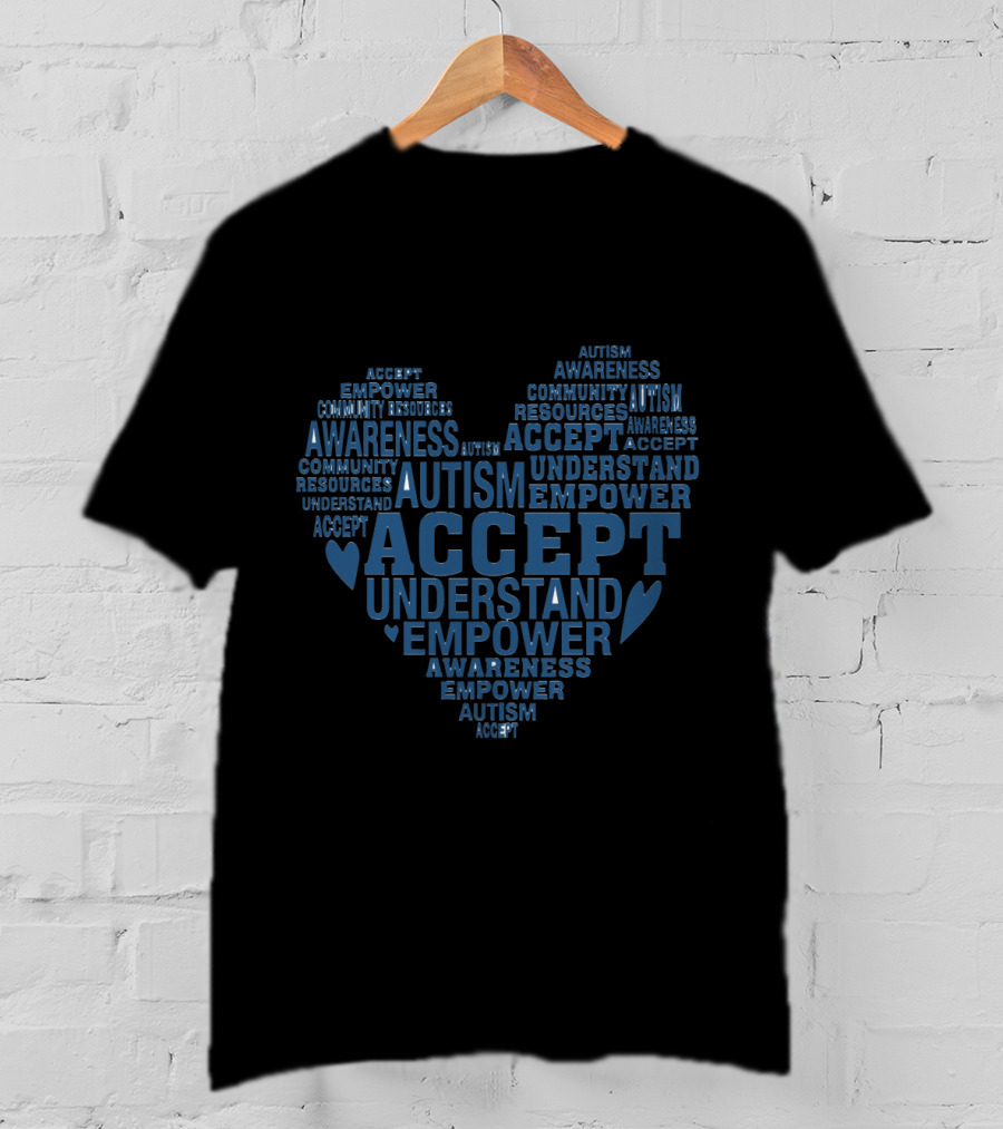 Accept Understand Empower Autism Awareness Month Heart T-Shirt