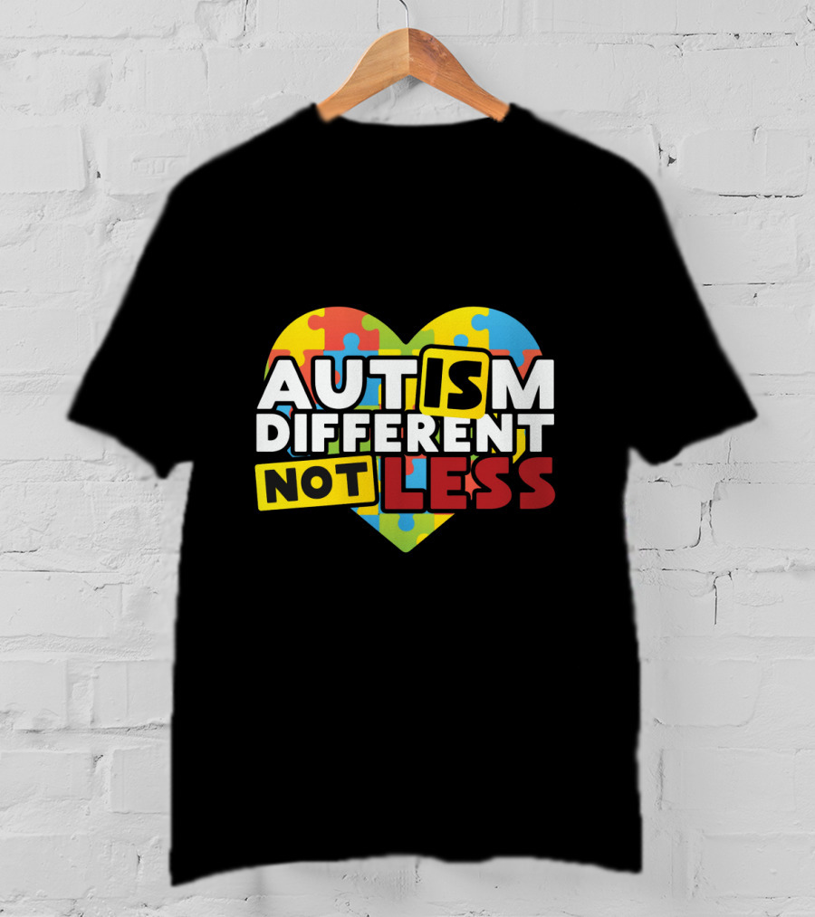 Autism Different Not Less Heart Puzzle T-Shirt