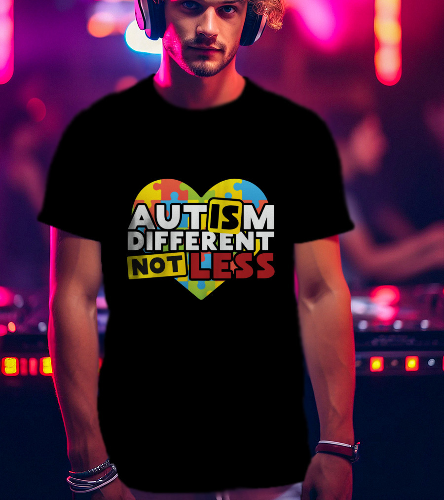 Autism Different Not Less Heart Puzzle T-Shirt