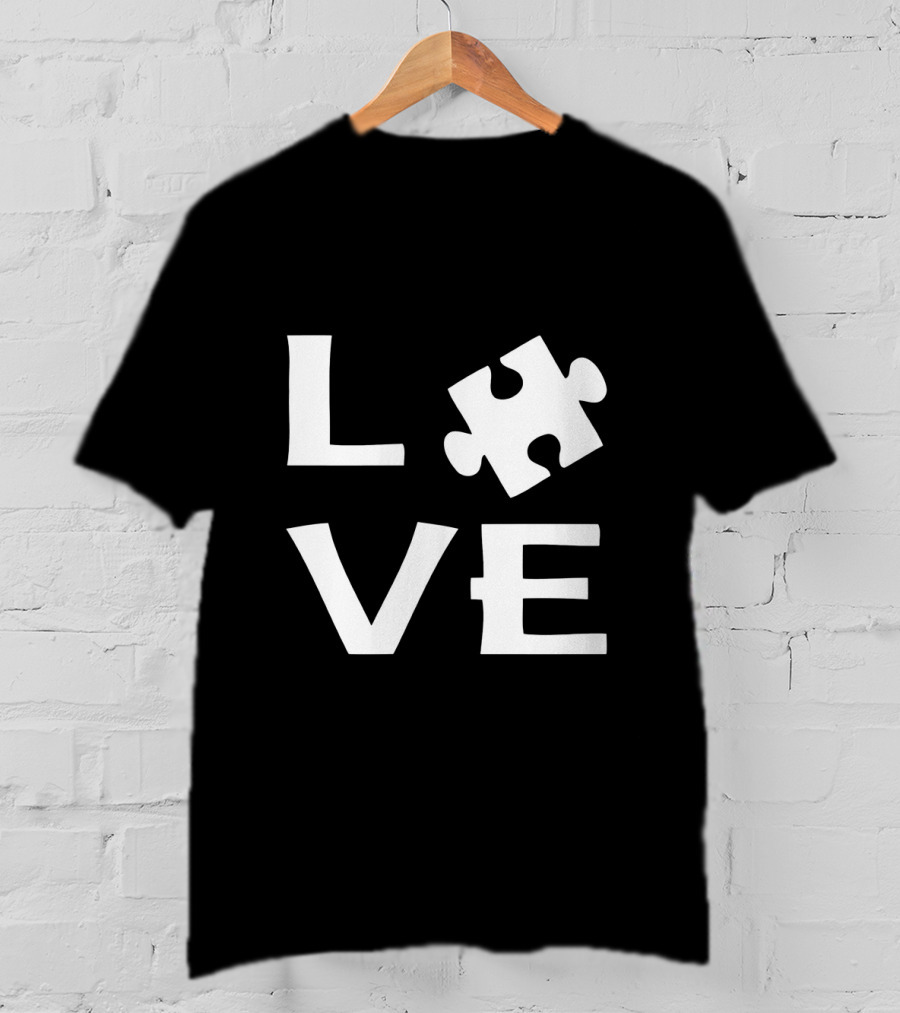Autism Love Puzzle Piece Representation In Text T-Shirt