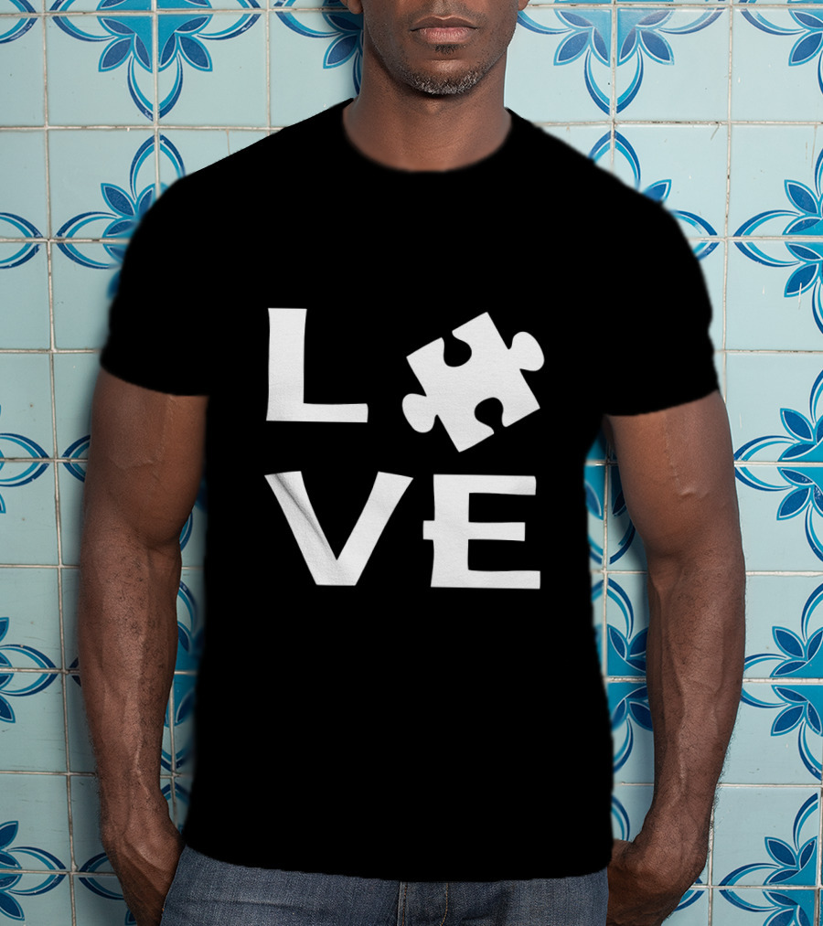 Autism Love Puzzle Piece Representation In Text T-Shirt