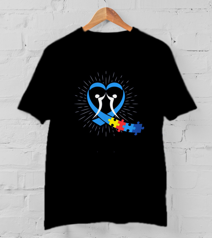 Heart Puzzle Ribbon With Autism Awareness Month Symbols T-Shirt