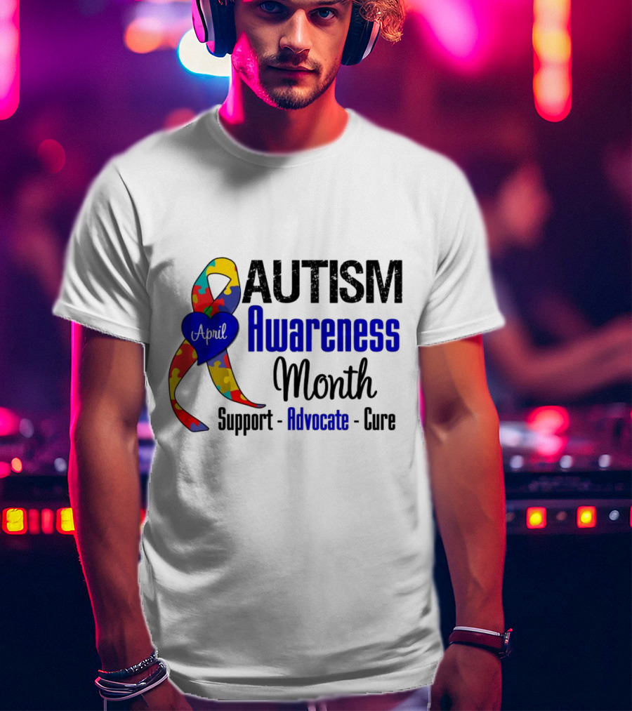 Autism Awareness Month April Support Advocate Cure Puzzle T-Shirt