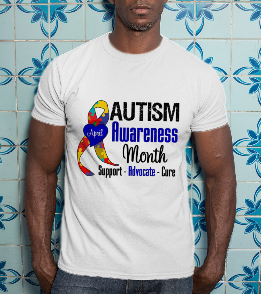Autism Awareness Month April Support Advocate Cure Puzzle T-Shirt