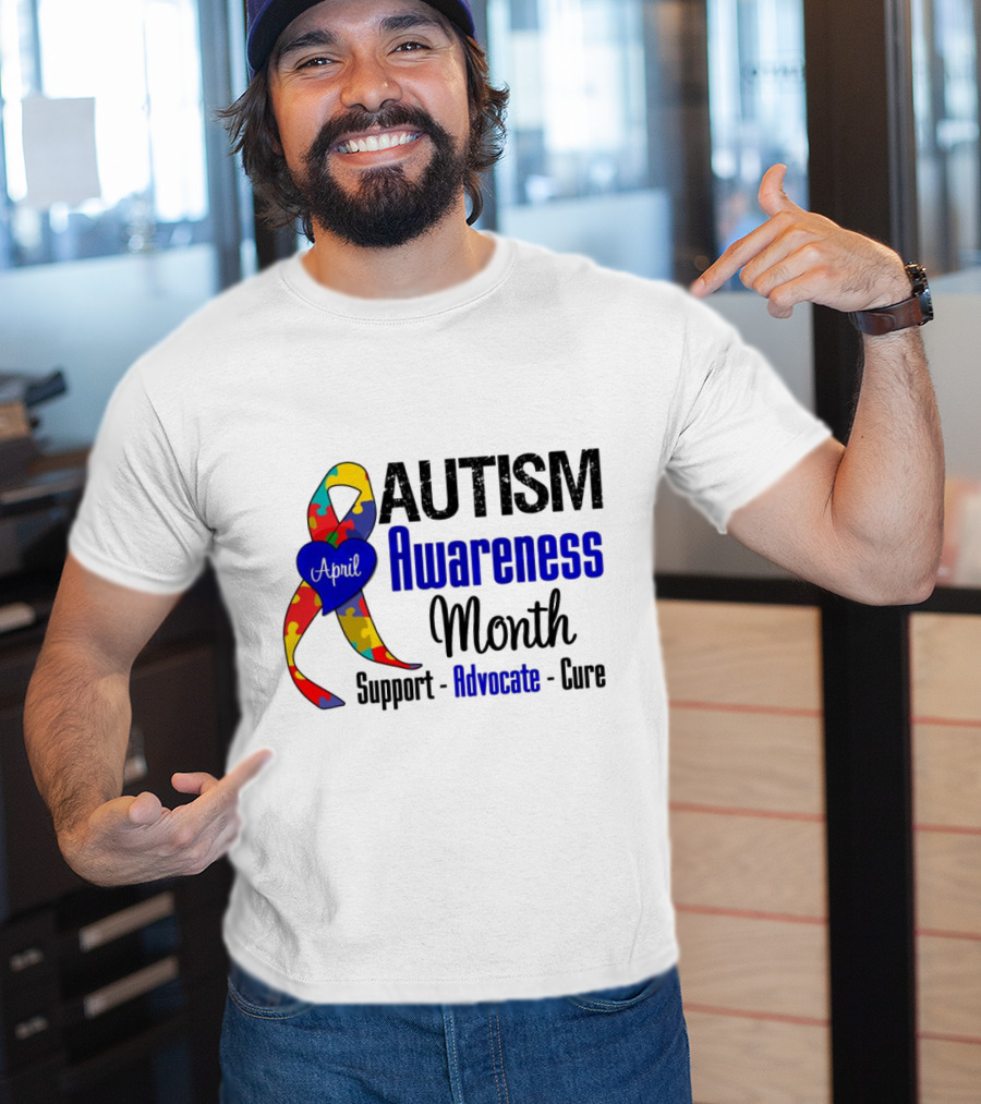 Autism Awareness Month April Support Advocate Cure Puzzle T-Shirt