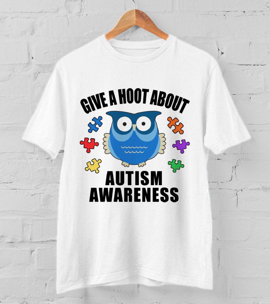 Give A Hoot About Autism Awareness With Owl And Colorful Puzzle Pieces T-Shirt