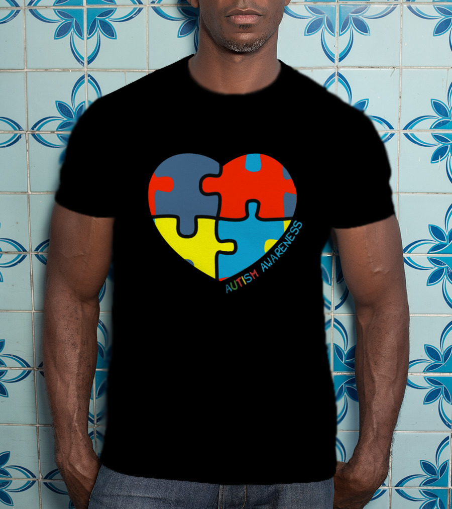 Autism Awareness Love Heart Puzzle Piece T-Shirt