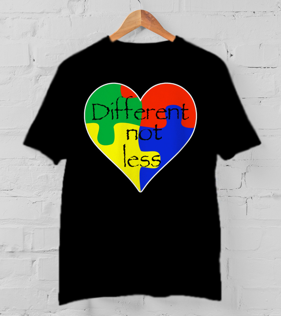 Different Not Less Heart Puzzle Autism Awareness T-Shirt
