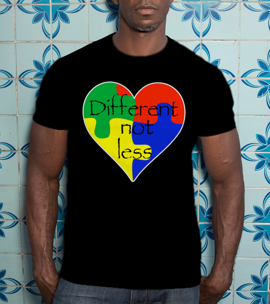 Different Not Less Heart Puzzle Autism Awareness T-Shirt