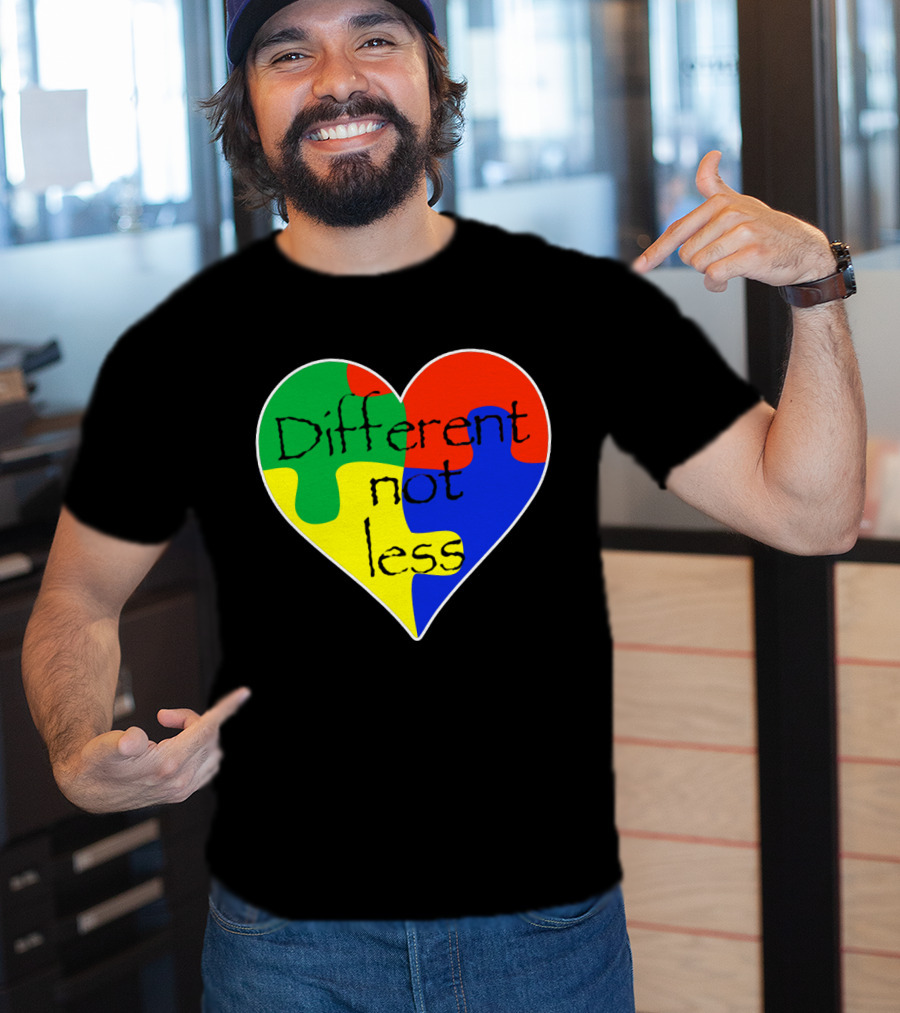 Different Not Less Heart Puzzle Autism Awareness T-Shirt