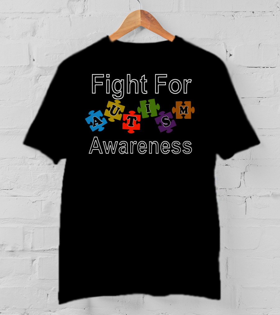 Fight For Autism Awareness Puzzle Pieces T-Shirt