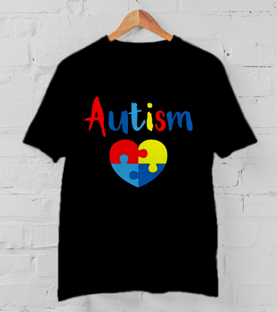 Autism Puzzle Heart Multicolor Design Awareness T-Shirt