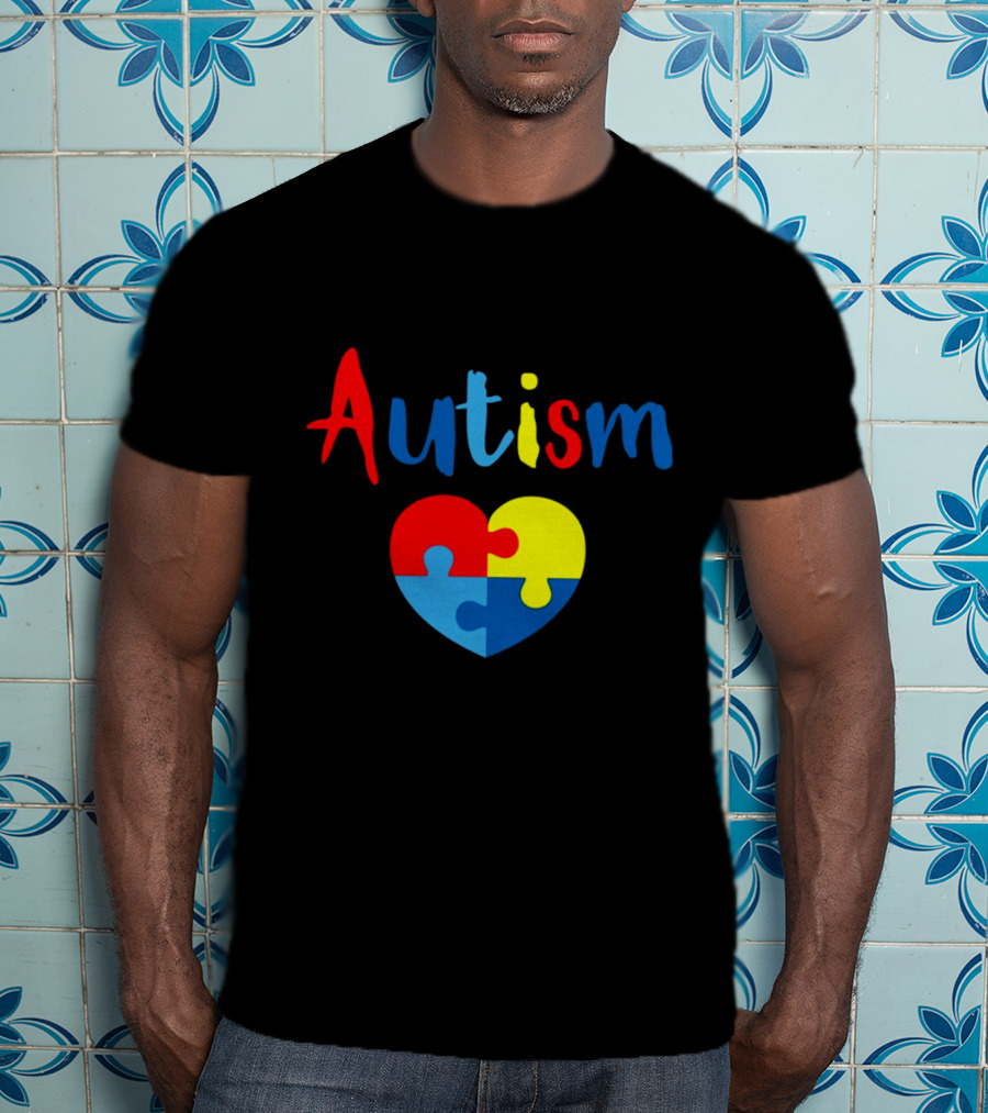 Autism Puzzle Heart Multicolor Design Awareness T-Shirt