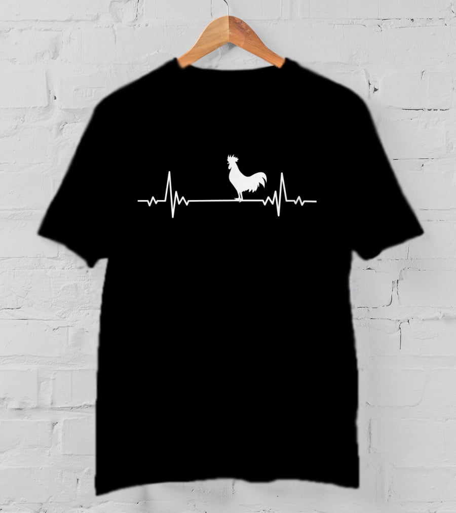 Rooster Heartbeat Pulse Line Chicken T-Shirt