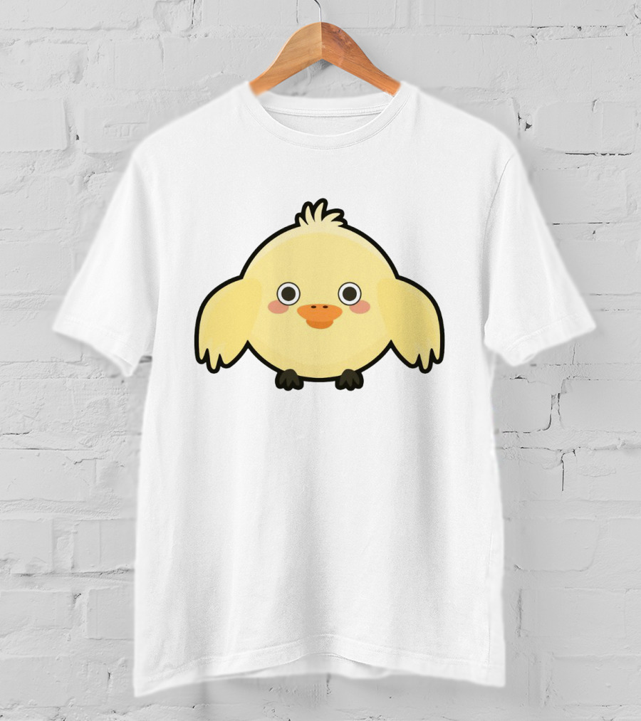 Kawaii Chick Cute Yellow Cartoon Chicken With Big Eyes And Blushy Cheeks T-Shirt