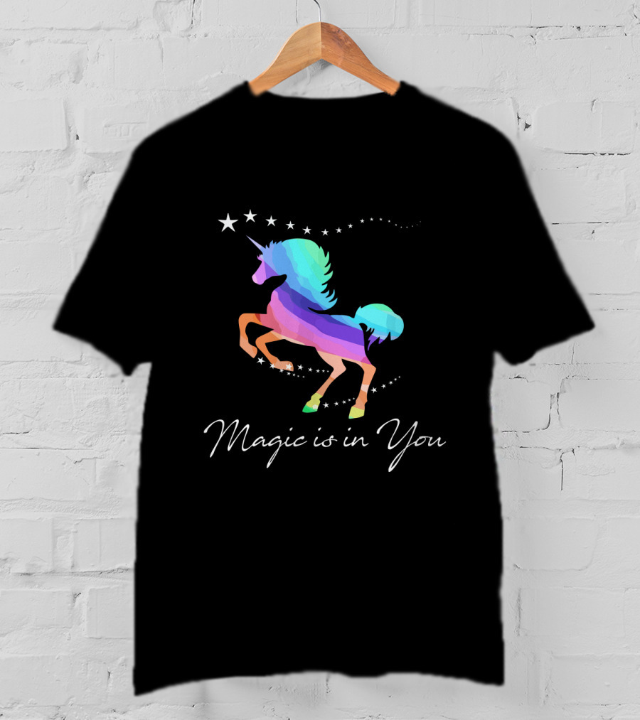 Magic Is In You Rainbow Star Unicorn Galloping With Celestial Stars T-Shirt