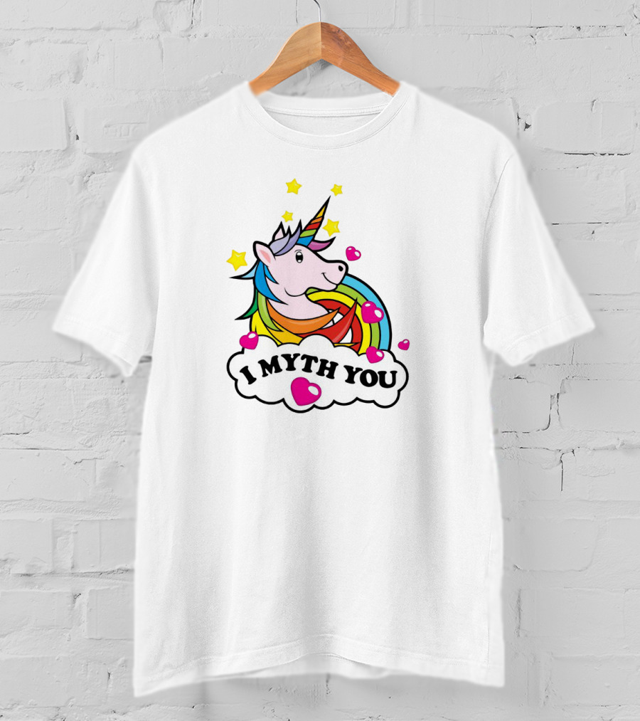 I Myth You Funny Unicorn Rainbow Hearts And Stars T-Shirt